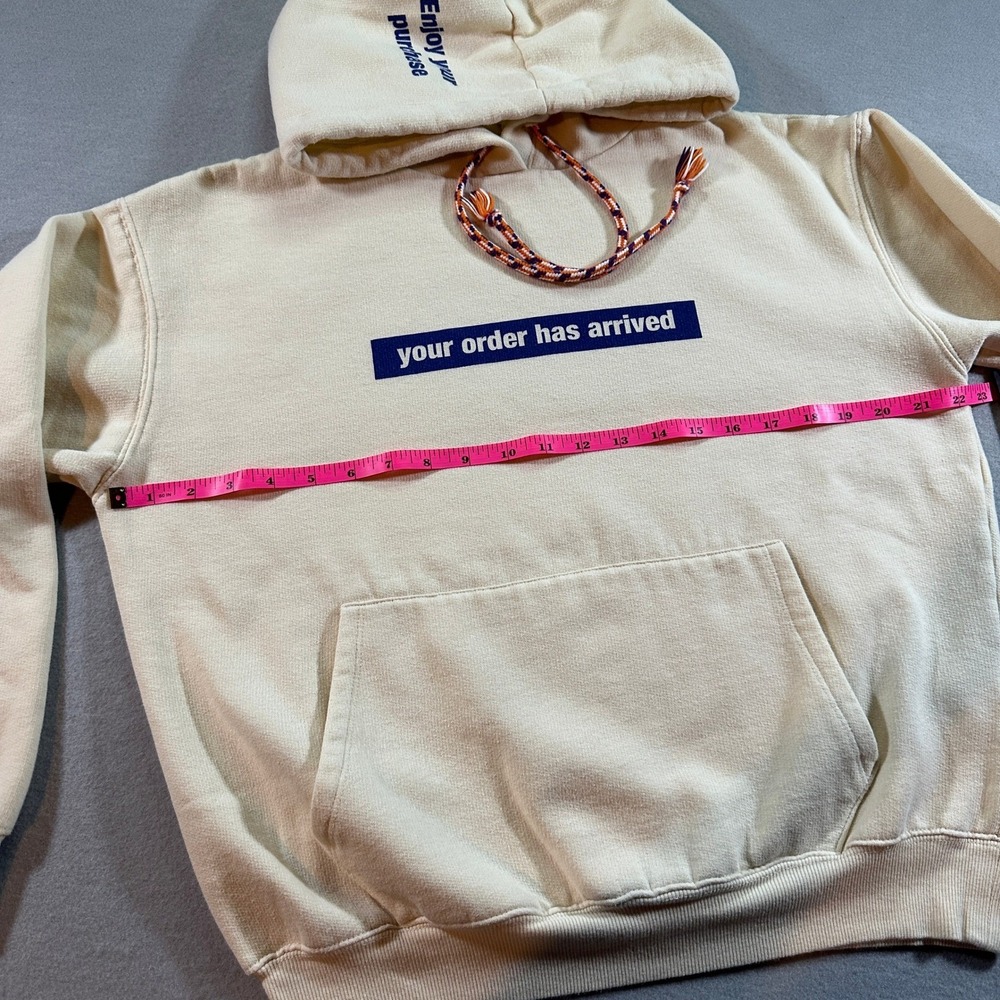 Zara Trafaluc Cream "your order has arrived" Graphic Hoodie Sweatshirt Size S - Picture 2 of 10